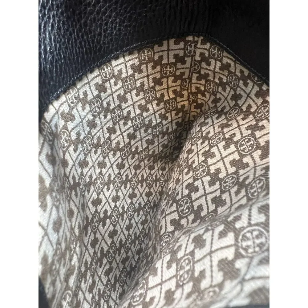 Tory Burch Boots Womens 8.5 M Elena Over‎ The Knee OTK Black Pebbled Leather Zip